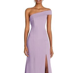 NWOT After Six One-Shoulder Gown Side Slit Floor Length Pale Purple Size 6